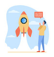 happy man watching launch rocket vector image