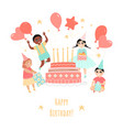 birthday greeting card with cheerful children vector image vector image