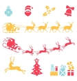 christmas icons santa claus sleigh vector image