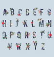 winter flowers alphabet san-serif font vector image vector image
