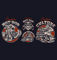 a set black and white vintage for hot rod theme vector image vector image