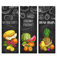 fresh fruits sketch banners natural food vector image
