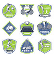 colored vintage tennis emblems set vector image