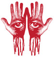 two human hands with eyes in the form of a face vector image vector image