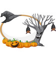 blank wooden signboard with bat in halloween theme vector image