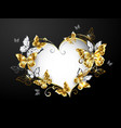 heart with gold butterflies vector image