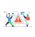 concept two guys faced warning error in flat style vector image vector image