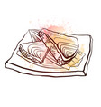 contour of a japanese food with rice and salmon vector image vector image