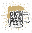 oktoberfest hand drawn beer mug with lettering vector image