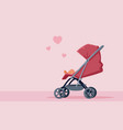 pink baby stroller vector image vector image