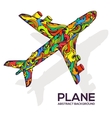 art flying airplane with abstract colorful vector image vector image