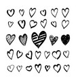 heart icons hand drawn set for valentines day vector image