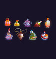 magic bottle jars with potion isolated vector image