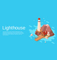 isometric lighthouse with pier cliff island vector image