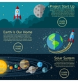 set of space banners concepts - rocket start up vector image