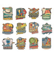 cricket game icons field sports equipment vector image vector image