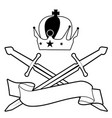 imperial crown and two crossed swords text banner vector image