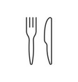 knife and fork linear icon on white background vector image