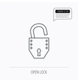 open lock icon padlock or protection sign vector image