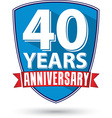 flat design 40 years anniversary label with red vector image