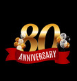 golden 80 years anniversary template with red vector image