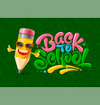 back to school design with cartoon pencil vector image vector image