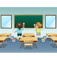 students painting their classroom vector image vector image