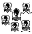 set of vintage sports clubs with warrior face vector image