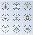 army icons colored line set with artillery vector image vector image