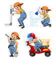 collection of the plumber are doing jobs vector image