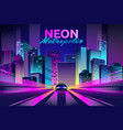 future neon city urban road night lights vector image