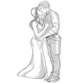 romantic kissing couple drawing vector image