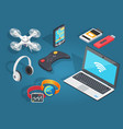 set of modern wireless technology in cartoon style vector image