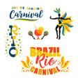 brazilian carnival big set of emblems vector image