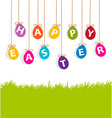 colored hanging eggs easter card vector image