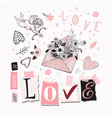 happy valentine s day envelope with flowers vector image