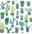 potted cactus succulent plants seamless pattern vector image