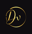 initial dv script letter type logo design vector image
