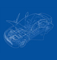 electric car with chassis rendering 3d vector image