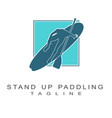 man posing with surfboard and paddle stand up vector image vector image