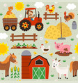 seamless pattern with farmer riding a tractor vector image