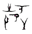 set silhouettes gymnasts on a white vector image