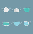 set medical surgical protective doctor face mask vector image vector image