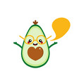 cartoon avocado character with speech bubble vector image vector image