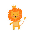isolated cute hand drawn lion with crown vector image