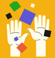mans hands are raised up the image of hands vector image