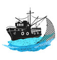 fishing boat with nets vector image