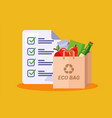 paper bag with groceries shopping list vector image