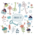 cute magic collection with princess unicorn vector image