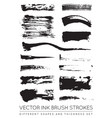 set black pen ink brush strokes grunge ink brush vector image